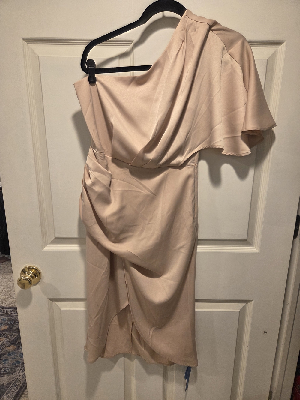 NWT- SMALL-Cupshe One-Shoulder Champagne Draped Cocktail Dress